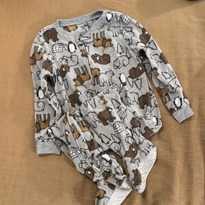 Simple Gray and Brown Animal Pattern Kids Footie